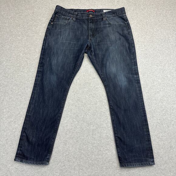 Guess Jeans Mens 36x29 Dark Indigo Medium Rise Skinny Scotch Fit Straight Denim - Picture 1 of 12